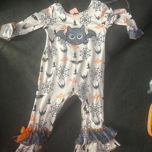 Halloween Bat and Spider Web Kids One Piece